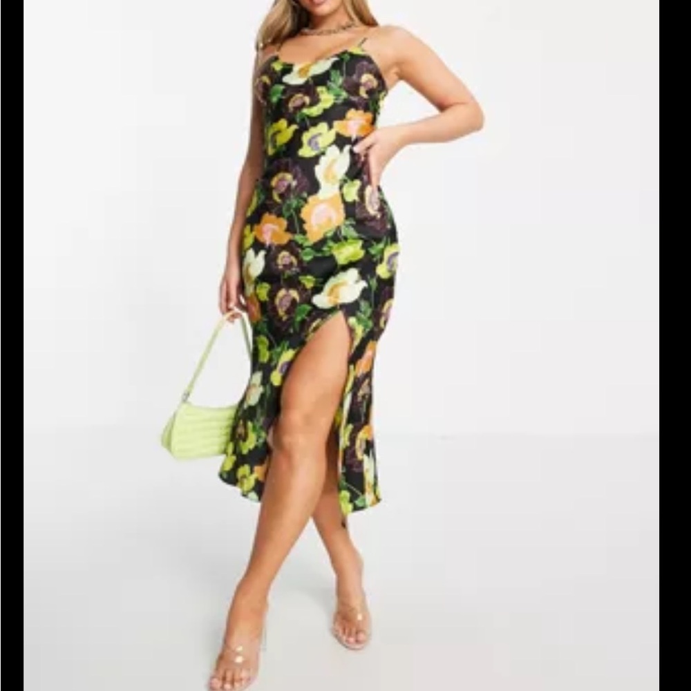 NWT ASOS Designs Satin Dark Floral Slip Dress, US Women’s Size 6